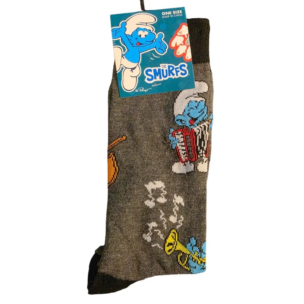 Smurfs Socks One Size Adult Crew Socks Novelty Cartoon‎ Socks NWT